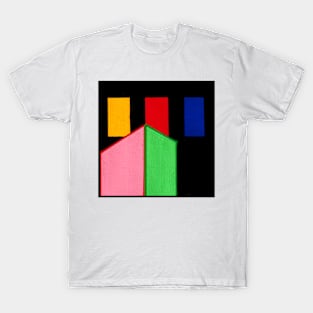 Pink Green Geometric Abstract Acrylic Painting T-Shirt